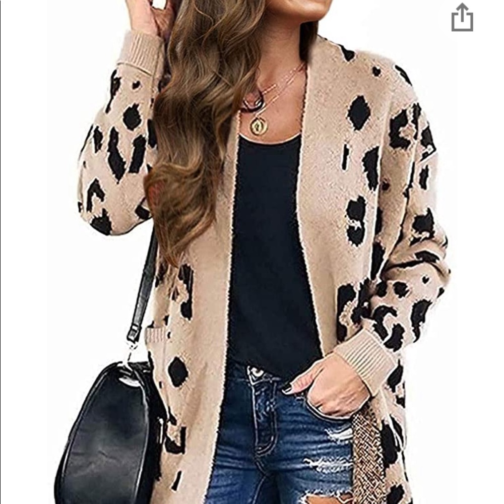 Zesica open front leopard print cardigan
